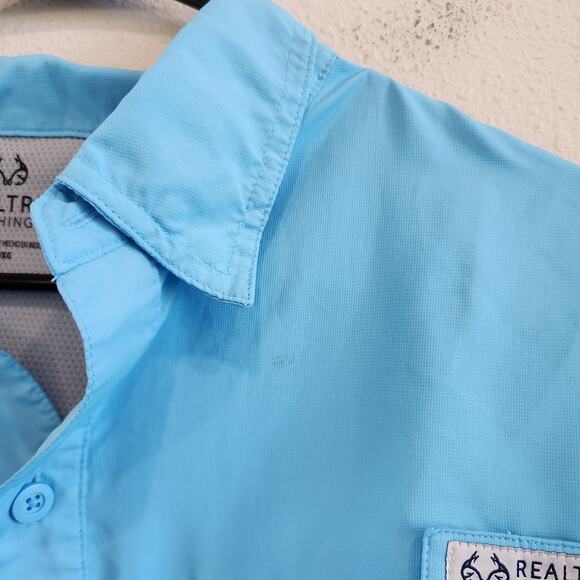 Real Tree Fishing Short Sleeve Vented Fishing Shirt Button Up Turquoise Size XL - Picture 6 of 11